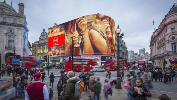 Suunnittelukuva uudesta Piccadilly Lights -mainostaulusta.