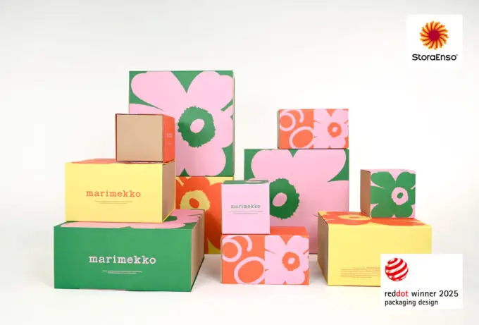Stora Ensolle Red Dot Design Award 2025 -palkinto Marimekon lahjapakkausvalikoimasta